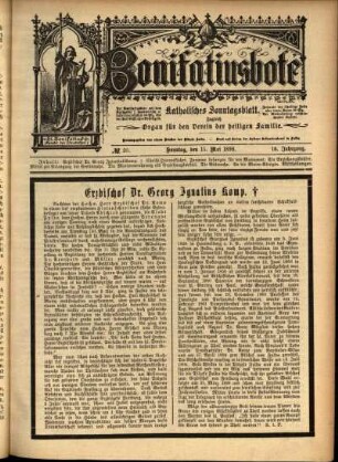 Erste Ausgabe vom Sonntag, den 15. Mai 1898.