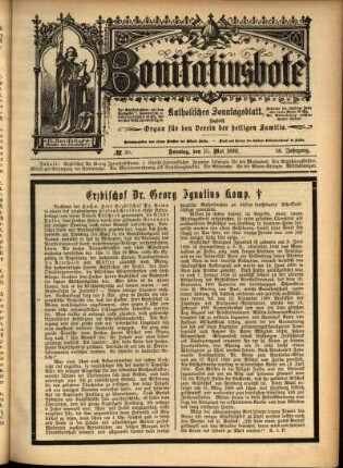 Erste Ausgabe vom Sonntag, den 15. Mai 1898.