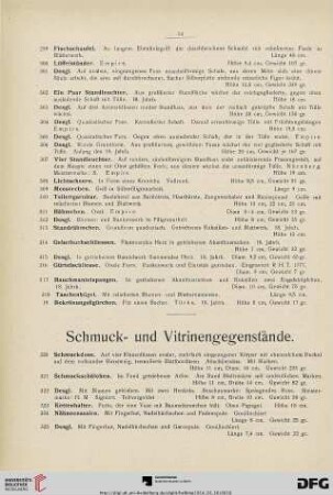 Schmuck- und Vitrinengegenstände (Nr. 320-362)