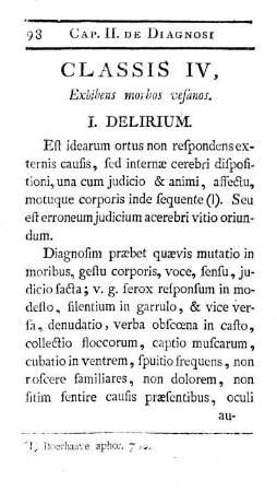 Classis IV, Exhibens morbos vesanos.