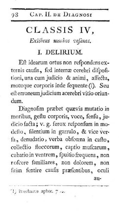 Classis IV, Exhibens morbos vesanos.