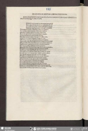 Praefatio in sextum librum Fastorum