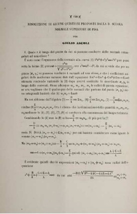 Risoluzione di alcune quistioni proposte dalla r. scuola normale superiore di pisa.