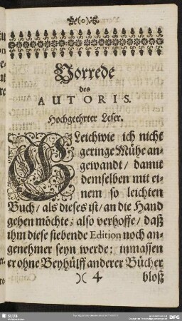 Vorrede des Autoris