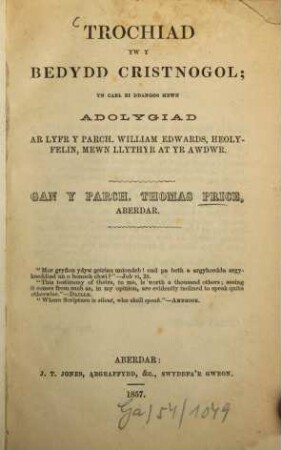 Trochiad yw y bedydd cristnogol; yn cael ei ddangos mewn adolygiad ar lyfr y Parch. William Edwards ...