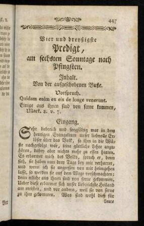 447-455, Inhalt; Vorspruch; Eingang; Einleitung; Erster Theil