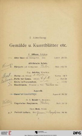I. Abteilung (Nr. 1-244)