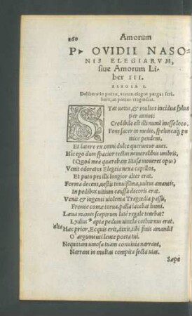 P. Ovidii Nasonis Elegiarum, sive Amorum Liber III.