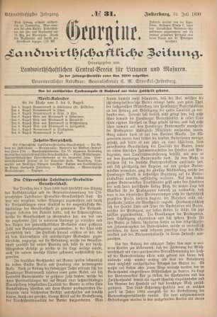 Achtundfünfzigster Jahrgang. No. 31. Insterburg, 31. Juli 1890.