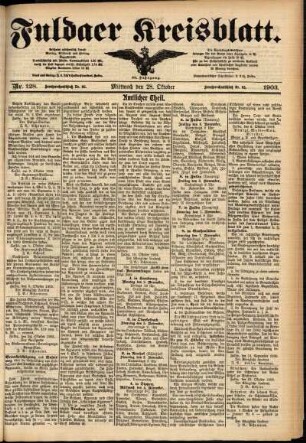 Zweite Ausgabe vom Mittwoch, den 28. Oktober 1903.