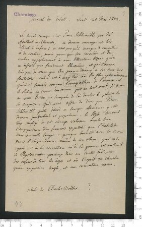 "Pierre Schlémilh [sic!], par M. de Chamisso" [Exzerpt des zweiten Teils der Rezension, der den Schlemihl betrifft ]
