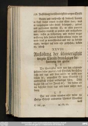 XXVIII Auflösung der schwierigkeit wegen Christi dreitägiger beharrung im grabe.