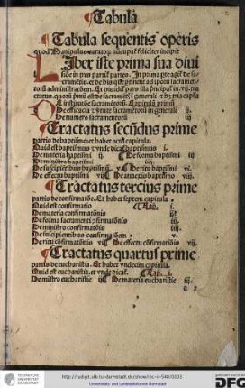 Tabula sequentis operis quod Manipulus curatorum nuncupatur feliciter incipit.