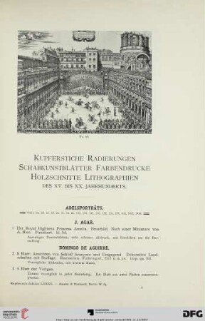 Kupferstiche, Radierungen, Schabkunstblätter, Farbendrucke, Holzschnitte, Lithographien des XV. bis XX. Jahrhunderts (Nr. 1-1781)