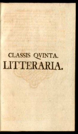 Classis Quinta. Litteraria.