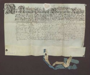 Huldigungsrevers der Stadt Mosbach gegenüber Kurfürst Karl Philipp von der Pfalz.