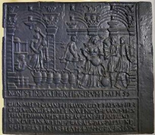 Ofenplatte mit der Darstellung des Ölwunders des Elias