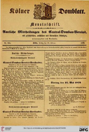 Kölner Domblatt: amtliche Mittheilungen des Central-Dombau-Vereins