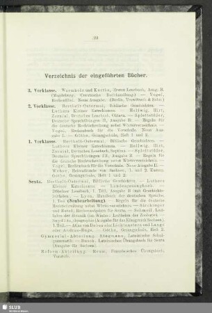 Verzeichnis der eingeführten Bücher