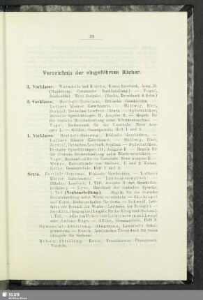 Verzeichnis der eingeführten Bücher