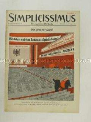 Satirezeitschrift "Simplicissimus" mit Titel-Karikatur auf den Wahlkampf der SPD