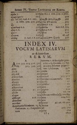 Index IV. Vocum Latinarum ut & interdum Rerum.
