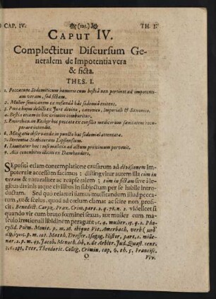 Caput IV. Complecitur Discursum Generalem de Impotentia vera & ficta.
