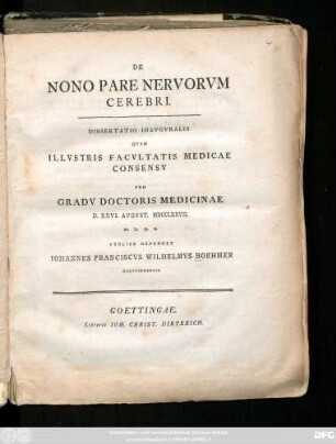 De Nono Pare Nervorvm Cerebri : Dissertatio Inavgvralis