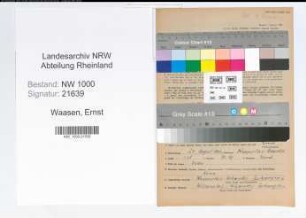 Entnazifizierung Ernst Waasen, geb. 25.08.1903 (Telegrafenassistent)