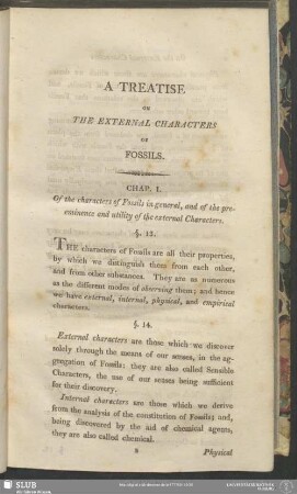 Chap. I. Of the characters of Fossils in general, and of the preeminence and utiliy of the external Characters