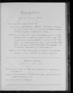 Resolutio Civium, Jovis d. 1. Junii 1843.