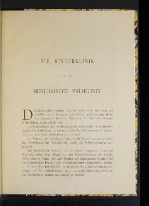 Die Kinderklinik und die medicinische Poliklinik.