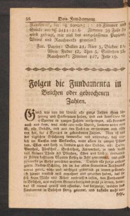 Folgen die Fundamente in Brüchen oder gebrochenen Zahlen