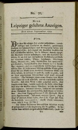 No. 77. Den 25ten September 1789.