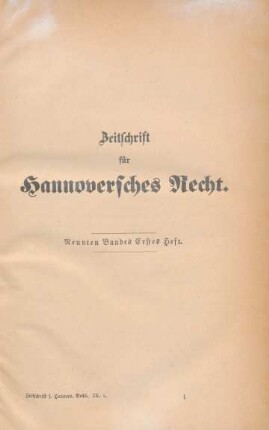 Neunten Bandes erstes Heft