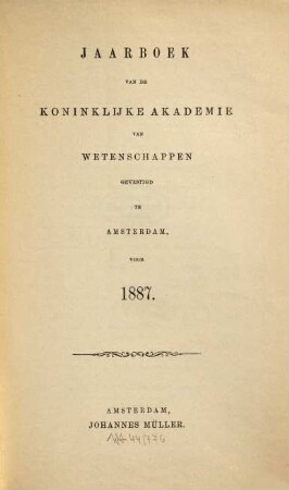 Jaarboek van de Koninklijke Akademie van Wetenschappen. 1887