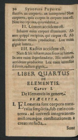 Liber Quartus. De Elementis.
