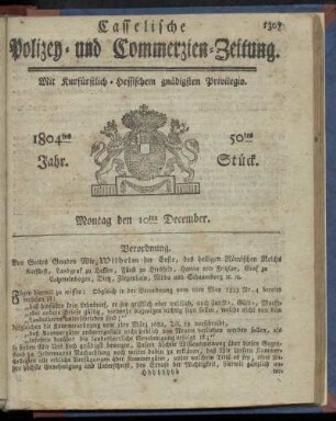50tes Stueck, Montag den 10ten December 1804