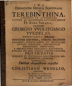 Diss. med. de terebinthina