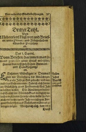 Dritter Teihl. Von Mehrerley Missiven und Briefen/ ...