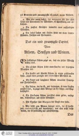 Vom Athem, Seuffzen und Weinen