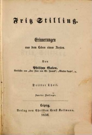 Fritz Stilling : Erinnerungen aus dem Leben eines Arztes, 3
