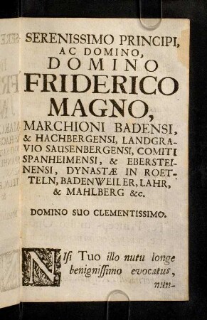 Serenissimo Principi