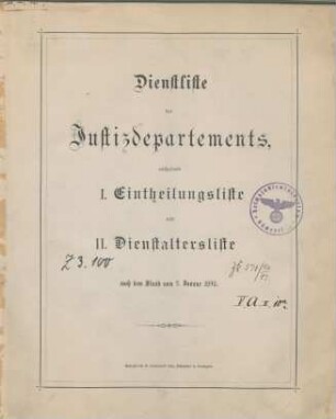 1896: Dienstliste des Justizdepartements