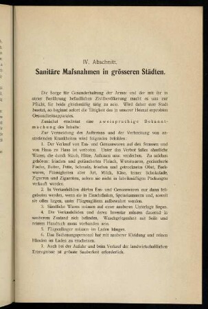 39-41, IV. Abschnitt. Sanitäre Maßnahmen in grösseren Städten