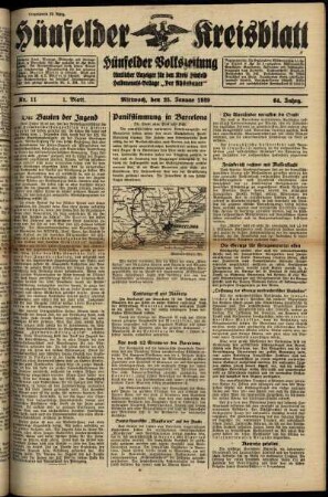 Erste Ausgabe vom Mittwoch, den 25. Januar 1939.