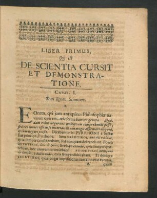Liber Primus, Qui est De Scientia Cursit Et Demonstratione.