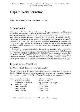 Gaps in Word Formation