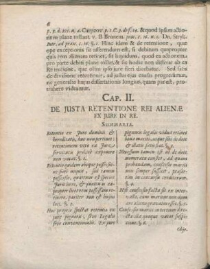 Cap. II. De Justa Retentione Rei Alienæ Ex Jure In Re.