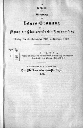 Nachtrag zur Tages-Ordnung, 28. September 1903